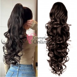 Extensie de par coada ondulata cu cleste 60 cm Saten Inchis Cod 7151A-6A 